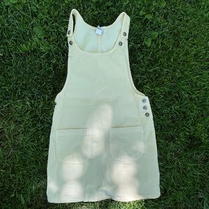 Vintage Light Yellow Corduroy Overall Dress